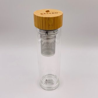 Glass bottle with tea filter